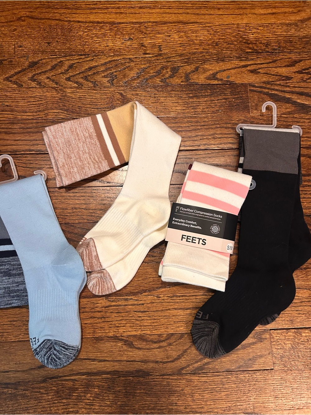 Women’s Crew Socks Variety Pack — Pink Stripe, Cream, Black, Light Blue